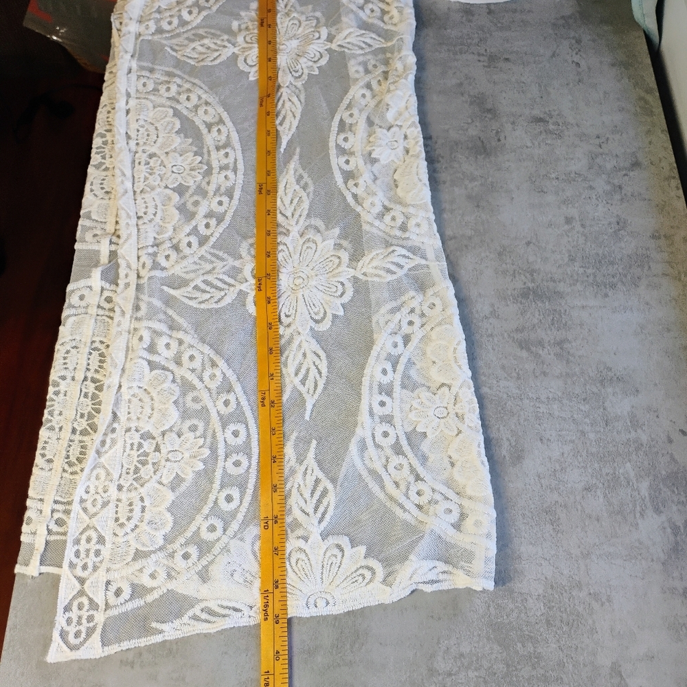 Sheer Floral Embroidered Duster Kimono Womens XXL XXXL Ivory Boho Festival - Picture 7 of 9